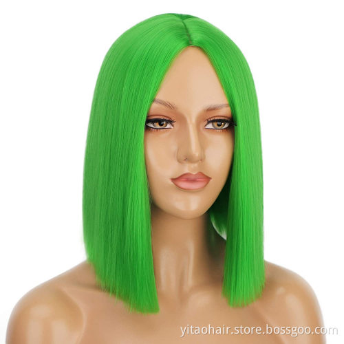 Pink Color Bob Non Lace Wigs Synthetic Hair Wholesale 613 Blonde Blue Red Green Grey Ombre Short Bob Wigs for Black Women